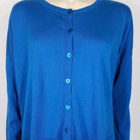 Eileen Fisher Sweaters - NWT Peacock blue button up Merino Wool Cardigan PL